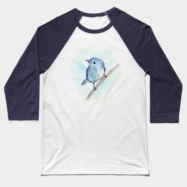 Cute blue bird Baseball T-Shirt by Artofokan